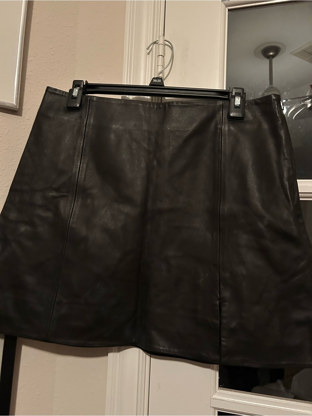 Black Leather A-Line mini skirt